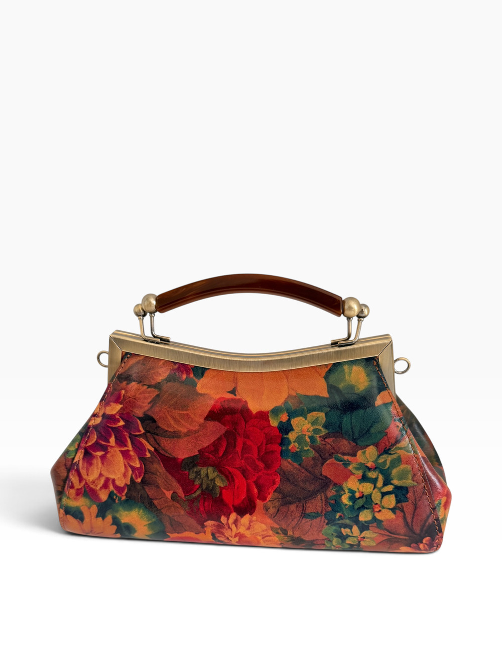 NWOT Patricia Nash Satchel Kelmscott Bag Womens Medium Floral Leather Kiss Lock